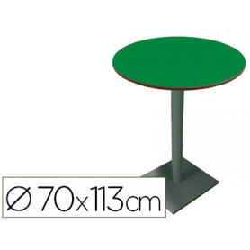 Mesa redonda mobeduc t1 de reunion patas de tubo metalico tablero mdf laminado alto 113 cm diametro 70 cm
