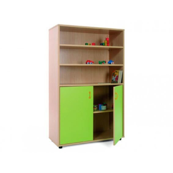 Mueble madera mobeduc medio armario y estanteria haya/blanco 90x147x40 cm