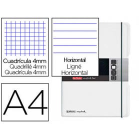 Cuaderno herlitz note book fle x a4 polipropileno 2x40 h cuadricula 4 mm + horizontal doble margen transparente gomilla