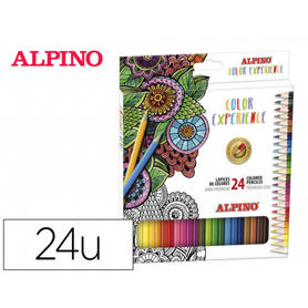 Lapices de colores alpino experience acuarelable mina premium 3,3 mm caja metalica de 24 unidades colores