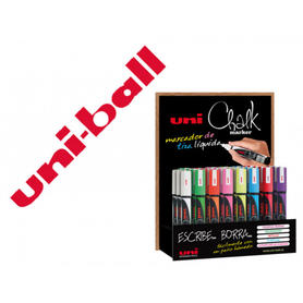 Rotulador uni-ball chalk tiza liquida 1,8-2,5 mm expositor 36 unidades colores surtidas