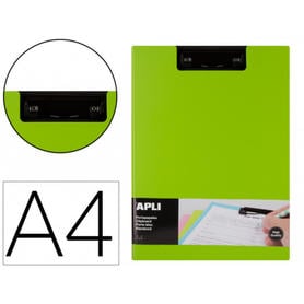Portanotas apli clipboard polipropileno foam con solapa color verde din a4