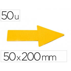 Simbolo adhesivo tarifold forma de flecha para delimitacion suelo 50x200 mm color amarillo pack de 10