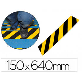 Tira adhesiva tarifold antideslizante para suelos y escaleras 150x640 mm color amarillo / negro
