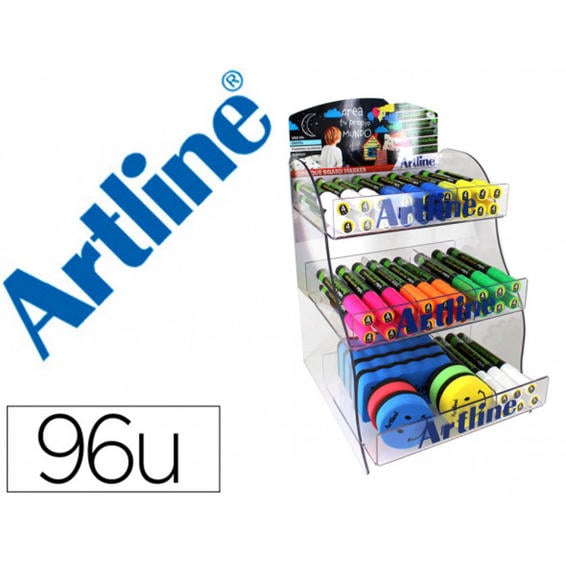 Rotulador artline glass marker especial cristal borrable en seco o humedo expositor de 96 unidades