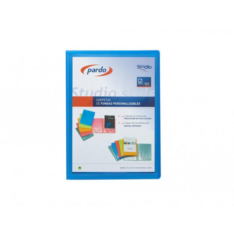 Carpeta pardo escaparate 10 fundas polipropileno con gomas personalizable color azul rf26508