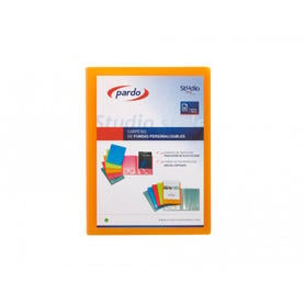 Carpeta pardo escaparate 10 fundas polipropileno con gomas personalizable color naranja rf26510