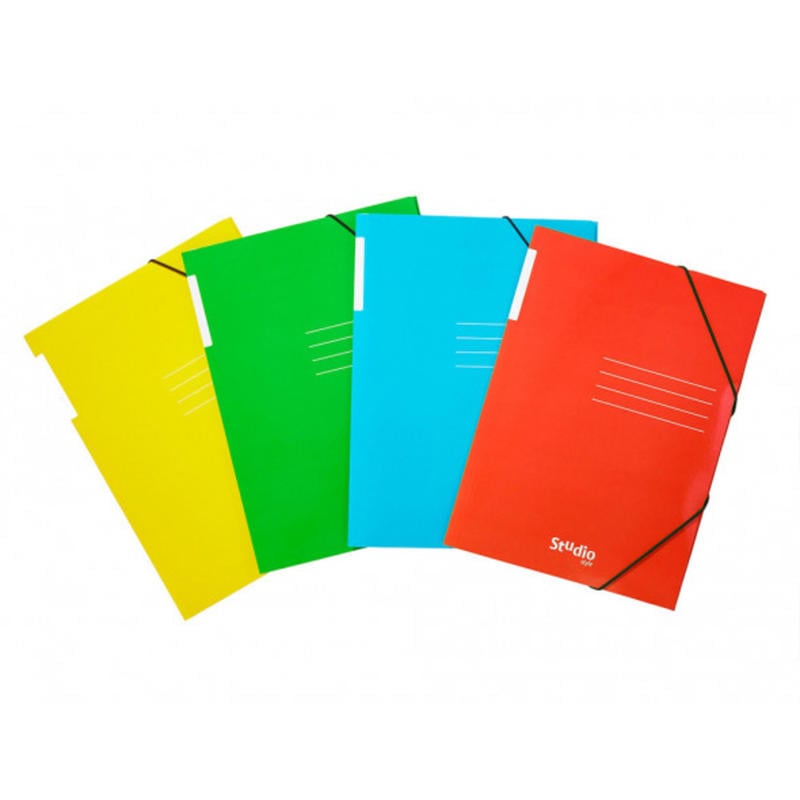 Carpeta pardo gomas solapas carton brillo expositor de 48 unidades colores surtidos