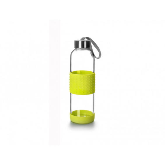 Botella de vidrio pardo sky con protector silicona capacidad 500 ml color verde