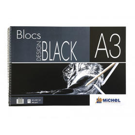 Bloc design michel black espiral din a4 30 hojas cartulina negra 185 gr