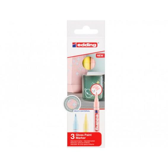 Rotulador edding marcador 751 color pastel pack de 3 unidades