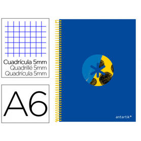 Cuaderno espiral liderpapel a6 micro antartik tapa forrada100h 100 gr cuadro 5mm 4 bandatrending 2020 azul