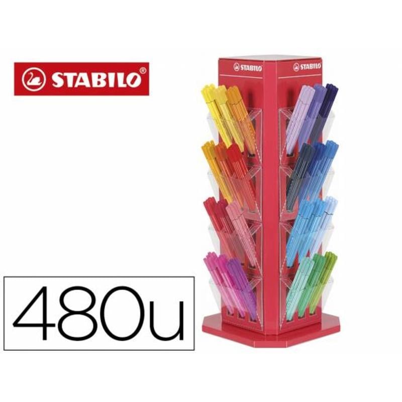 Rotulador stabilo punta de fibra pen 68 expositor de 480 unidades colores surtidos