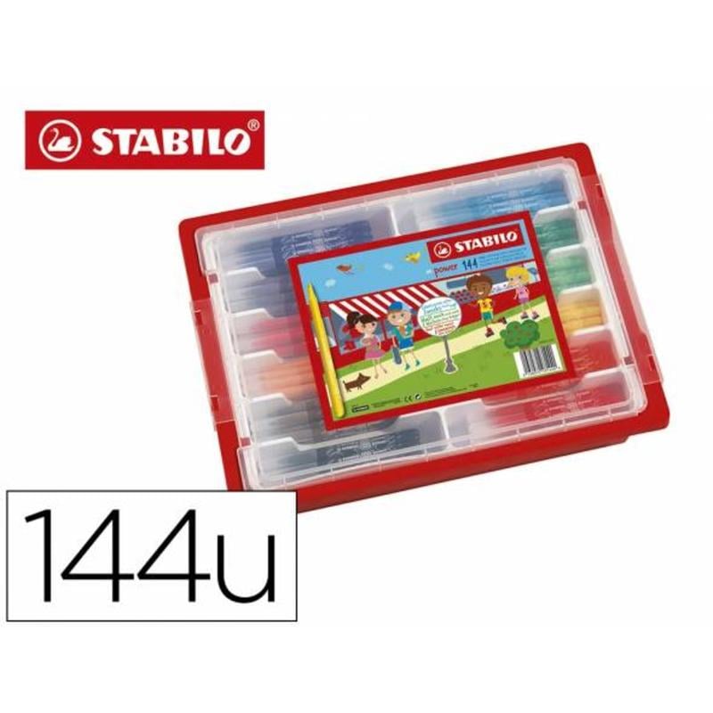 Rotulador stabilo power 12 colores surtidos schoolpack 144 unidades