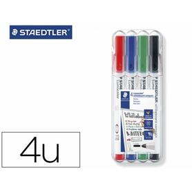 Rotulador staedtler lumocolor compact 341 para pizarra blanca punta redonda 1-2 mm blister de 4 colores surtidos