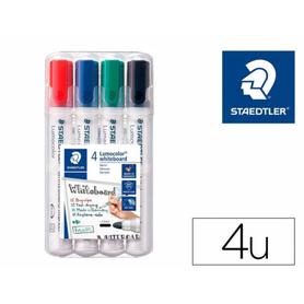 Rotulador staedtler lumocolor 351 para pizarra blanca punta redonda 2 mm blister de 4 colores surtidos