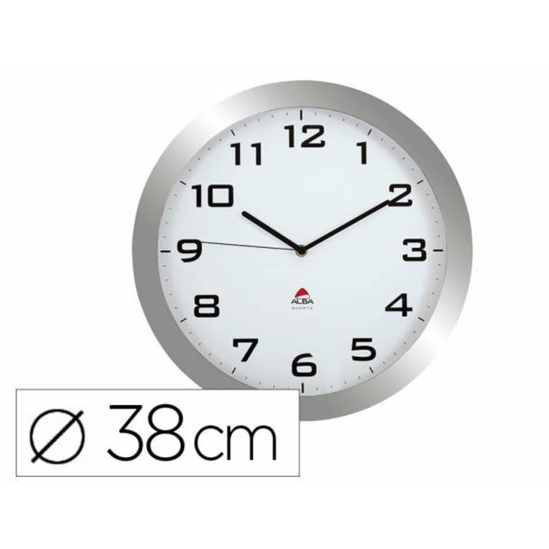 Reloj despertador archivo 2000 alba analogico marco abs lente de cristal 38 cm diametro color gris