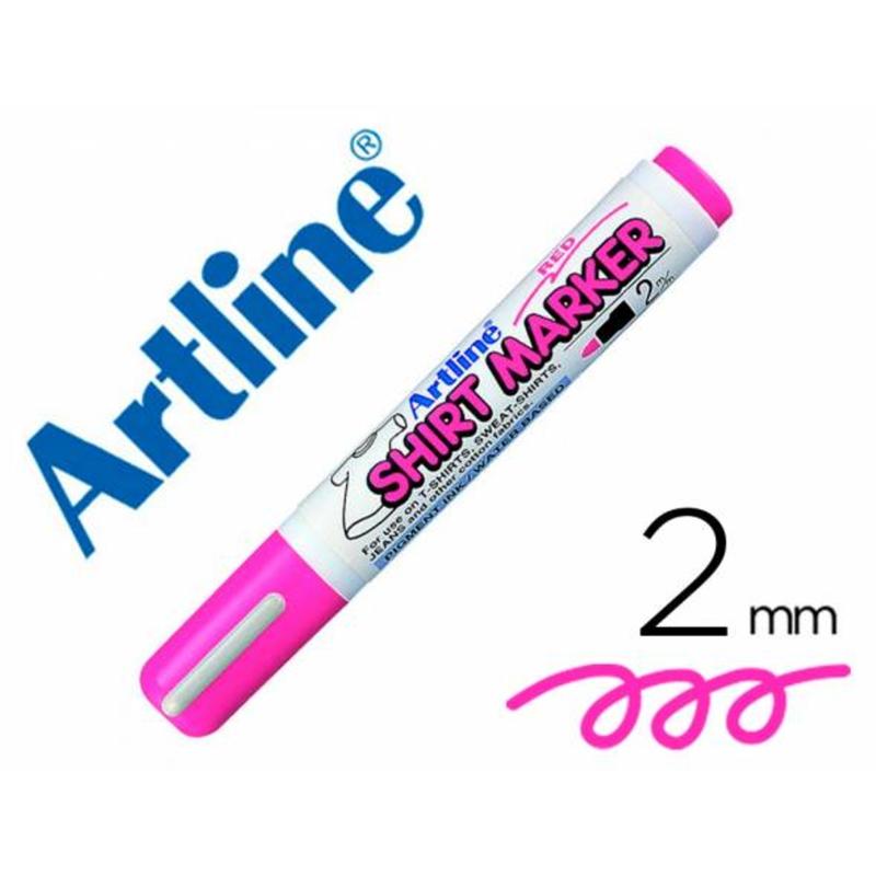 Rotulador artline camiseta ekt-2 rosa fluorescente punta redonda 2 mm para uso en camisetas