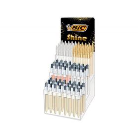 Boligrafo bic 4 colores shine + celebrate expositor de 88 udsurtidas +regalo 50 crist azul+ 50 shine oro + 50 shine plat