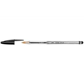 Boligrafo bic cristal stylus con puntero para pantallas tinta aceite punta 1 mm color negro