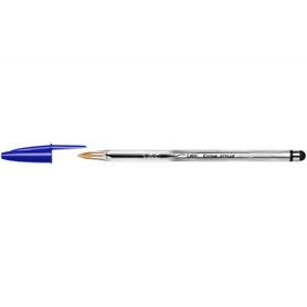 Boligrafo bic cristal stylus con puntero para pantallas tinta aceite punta 1 mm color azul