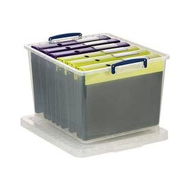 Organizador archivo 2000 apilable poliestireno transparente con tapa y asas 33,5 litros 465x383x285 mm