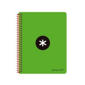 Cuaderno espiral liderpapel a5 antartik tapa dura 80 h 100g horizontal con margen color verde