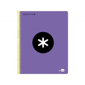 Cuaderno espiral liderpapel a5 antartik tapa dura 80 h 100g horizontal con margen color violeta