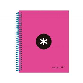 Cuaderno espiral liderpapel a6 micro antartik tapa forrada 100h 100 gr cuadro 5 mm 4 bandas color rosa