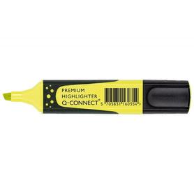 Rotulador q-connect fluorescente amarillo premium punta biselada con sujecion de caucho