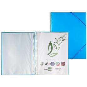 Carpeta liderpapel escaparate con espiral 50 fundas polipropileno din a4 azul