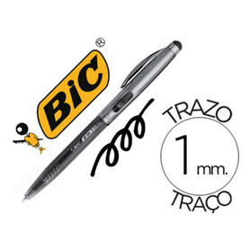 Boligrafo bic cristal stylus 2 in 1 con puntero para pantalla retractil tinta aceite 1 mm color negro