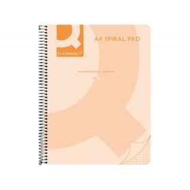 Cuaderno espiral q connect a4 micro tapa plastico 80h 70g cuadro 5mm sin bandas 4 taladros naranja