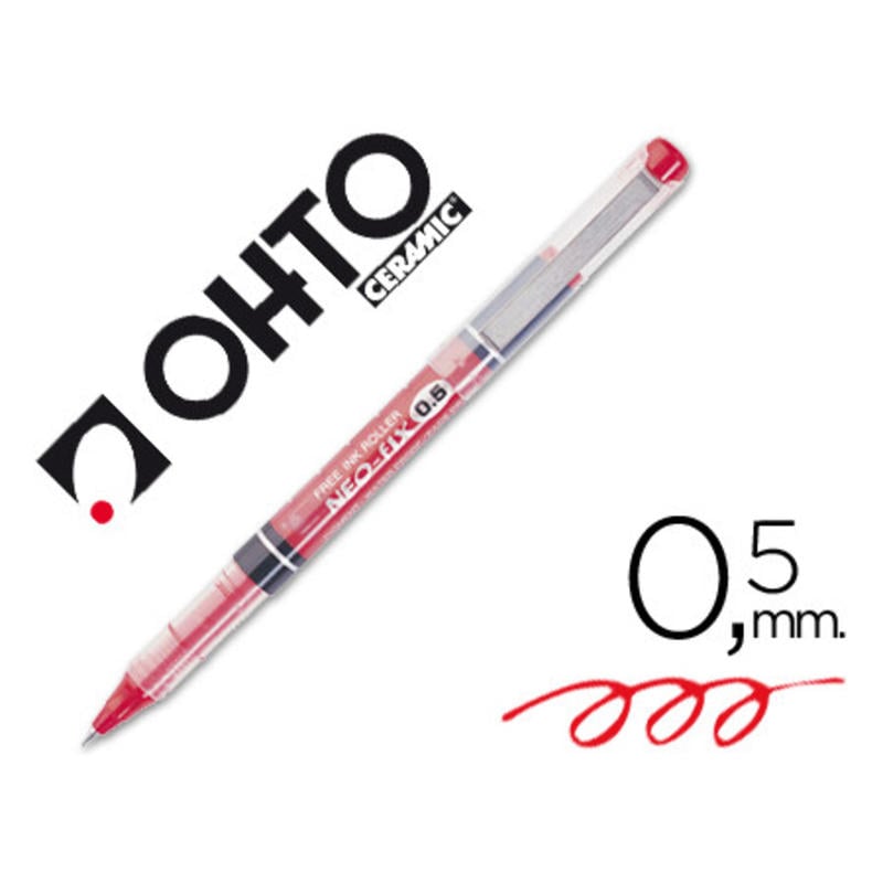 Rotulador ohto roller cfr-155p punta ceramica rojo -tinta liquida con visor blister de 3 roller-m