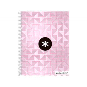 Cuaderno espiral liderpapel a5 micro antartik tapa forrada120h 100 gr cuadro 5mm 5 banda6 taladros trending rosa