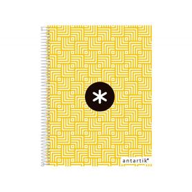 Cuaderno espiral liderpapel a5 micro antartik tapa forrada120h 100 gr cuadro 5mm 5 banda6 taladros trending amarillo