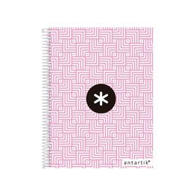 Cuaderno espiral liderpapel a4 micro antartik tapa forrada120h 100 gr cuadro 5mm banda 4 taladros trending rosa