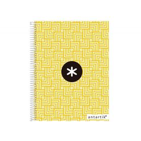 Cuaderno espiral liderpapel a4 micro antartik tapa forrada120h 100 gr cuadro 5 mm banda 4 taladros trending amarillo