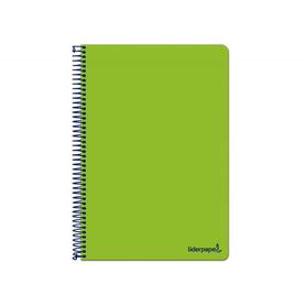 Cuaderno espiral liderpapel folio write tapa blanda 80h 60gr cuadro 4mm con margen color verde