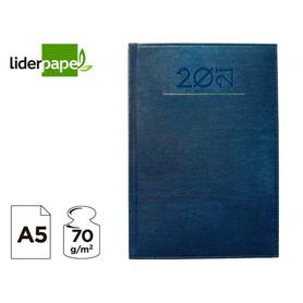 Agenda encuadernada liderpapel creta 15x21 cm 2021 dia pagina color azul papel 70 gr