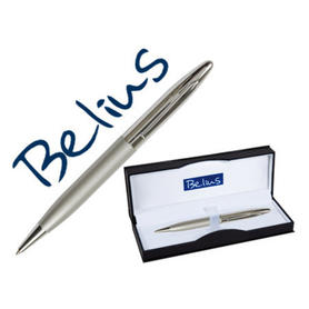 Boligrafo belius vaduz cromado y plateado en estuche