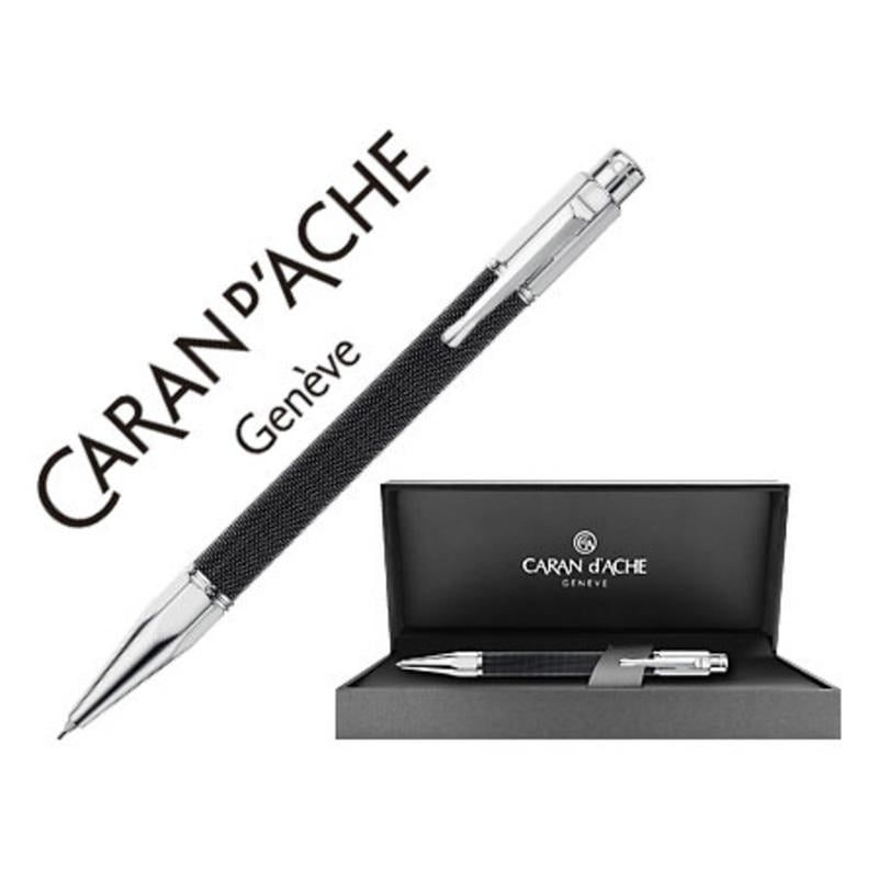 Portaminas caran dache varius 0,7 mm ivanhoe cota de malla acero negro placado rodio con estuche