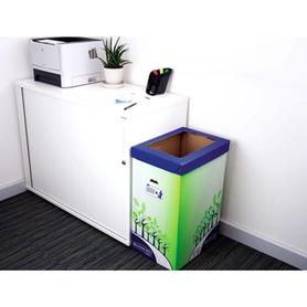 Contenedor papelera reciclaje fellowes carton doble 100% reciclado montaje manual entrada superior 69 litros