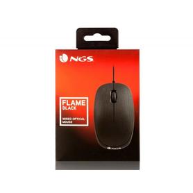 Raton ngs wired flame optico con cable 1000 dpi ambidiestros usb color negro