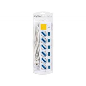 Regleta ewent 6 tomas con interruptor y proteccion contra sobretension longitud de cable 1,5 m color blanco
