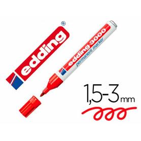 Rotulador edding marcador permanente 3000 rojo n.2 punta redonda 1,5-3 mm blister de 1 unidad