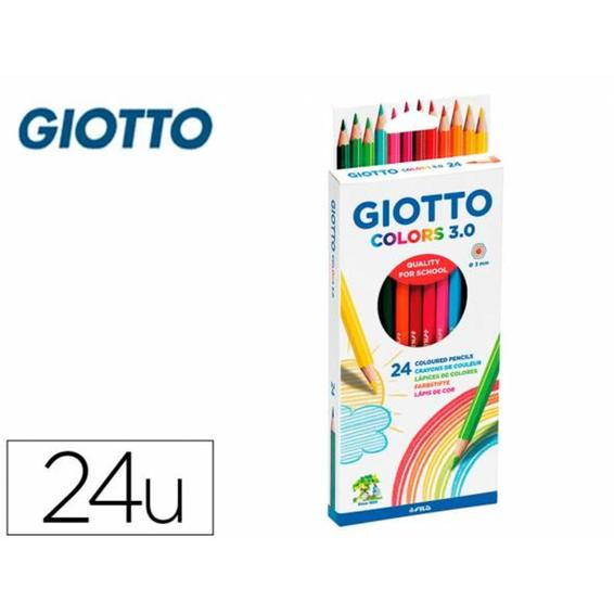 Lapices de colores giotto colors 3.0 caja de 24 colores mina 3 mm