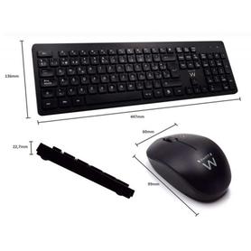 Set teclado y raton ewent inalambrico color negro