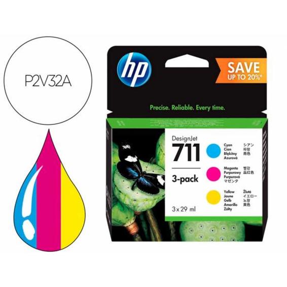 Ink-jet hp n 711 de 29 ml cian/magenta/amarillo/1000 paginas