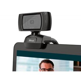 Camara webcam trust trino con microfono y boton capturador de imagen 1280x720 hd 1440p usb 2.0 color negro